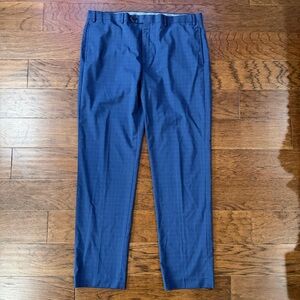 Lauren Ralph Lauren Men 38X33 Flat Front Dress Pants Blue Plaid Stretch Washable